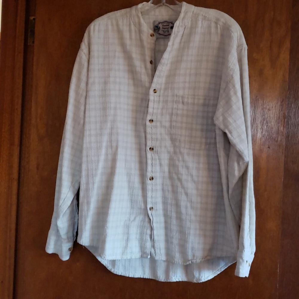 Long sleeved subtle plaid cotton button down.